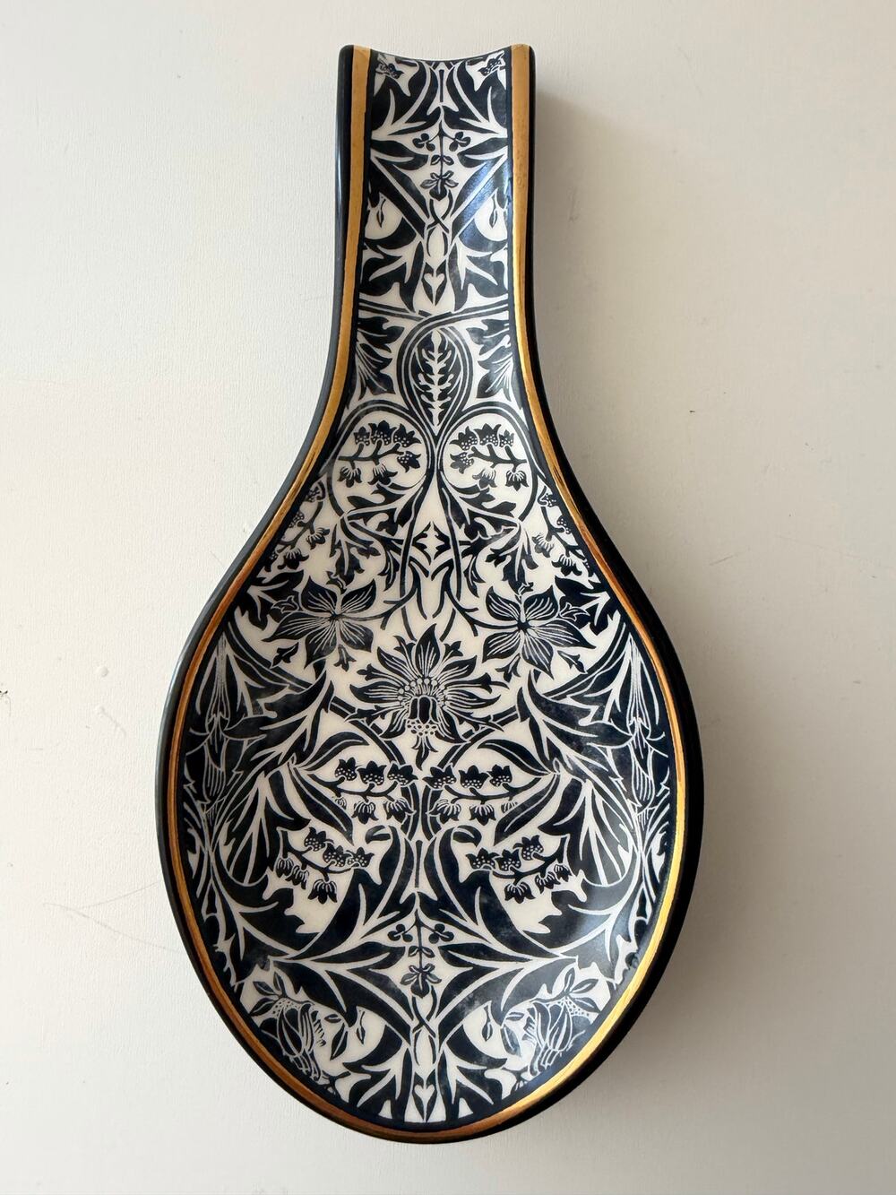 Williams Sonoma Morris & Co Blue & White Spoon Rest LN Blue White Gold Mint